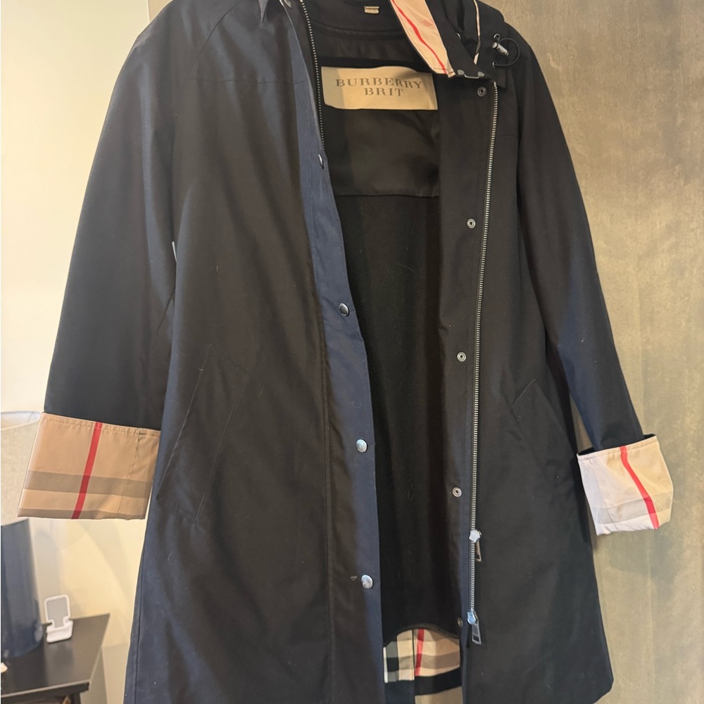 Burberry Brit Black Jacket with Red Stripe Detail